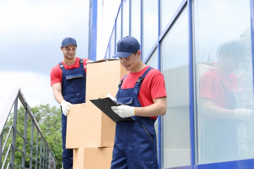 Packed boxes and furniture prepared for local removals