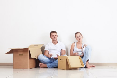 Student removals moving boxes and belongings in Chiswick